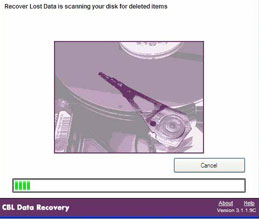 CBL Data Recovery Software scanning drive for lost files